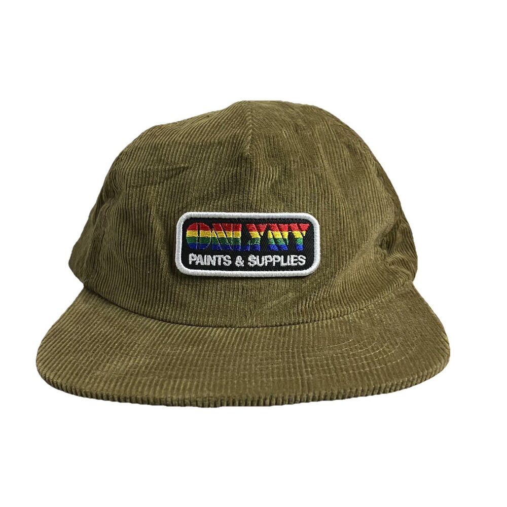 Only NY Corduroy Snapback Hat Olive Rainbow Patch Strapback Cap Skate Streetwear